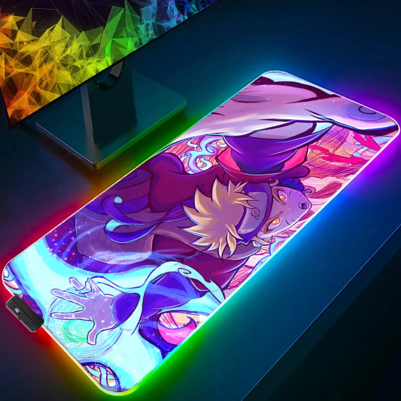 

RGB Mouse Pad NARUTO Uzumaki Naruto Lockedge Backlight Gaming Accessories Computer Gamer Keyboard LED Mouse Mat Desk Mousepad