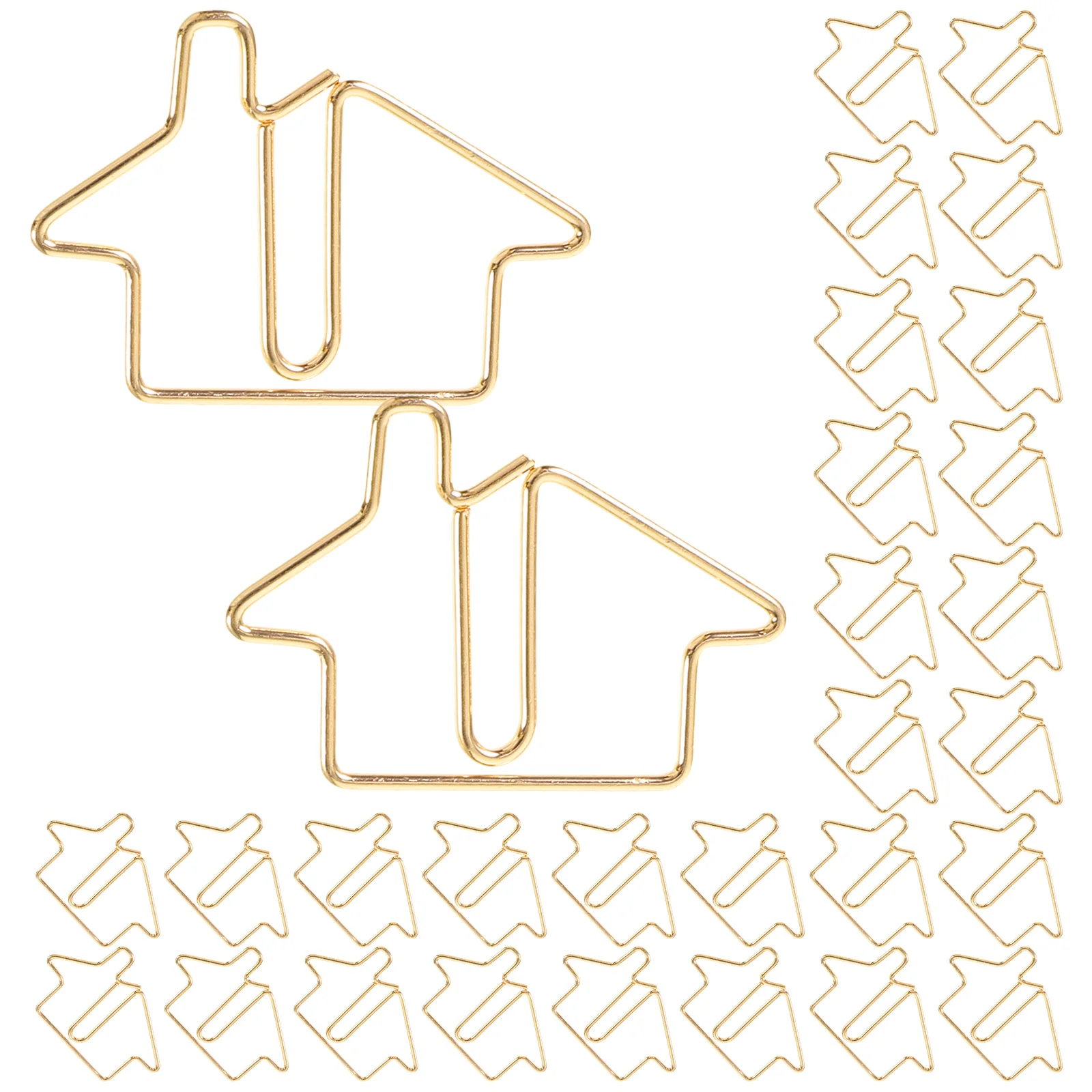 50 Pcs Special-shaped Paper Clip Metal House Bookmark Cute Cartoon 50pcs Gold Clips Adorable Paperclips Small Office File Fun