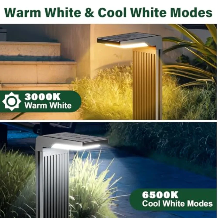 Solar Pathway Lights Outdoor, Bright 60LED Solar Path Lights Outside Waterproof, Warm and Cool Walkway Lights Solar Powered, La