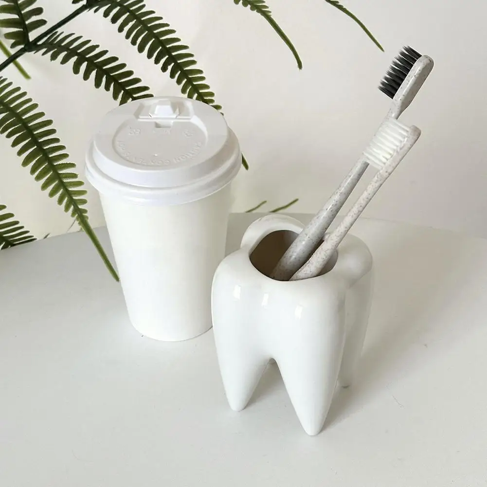 Funny Tooth Shape Ceramic Pen Pencil Pot Holder Storage Pens Dentist Organizer Dentistry Gifts Container Desk Stand O5Z7