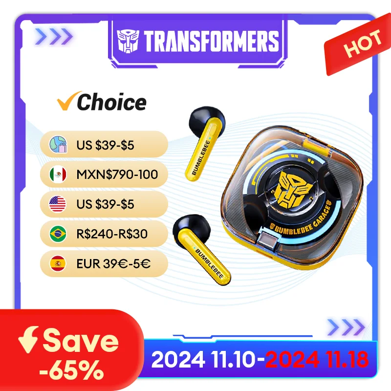 TRANSFORMERS TF-T03 1/2/3/5 PCS Wholesale Wireless Gaming Transparent Earphones High Quality Headphones Music Earbuds Choice