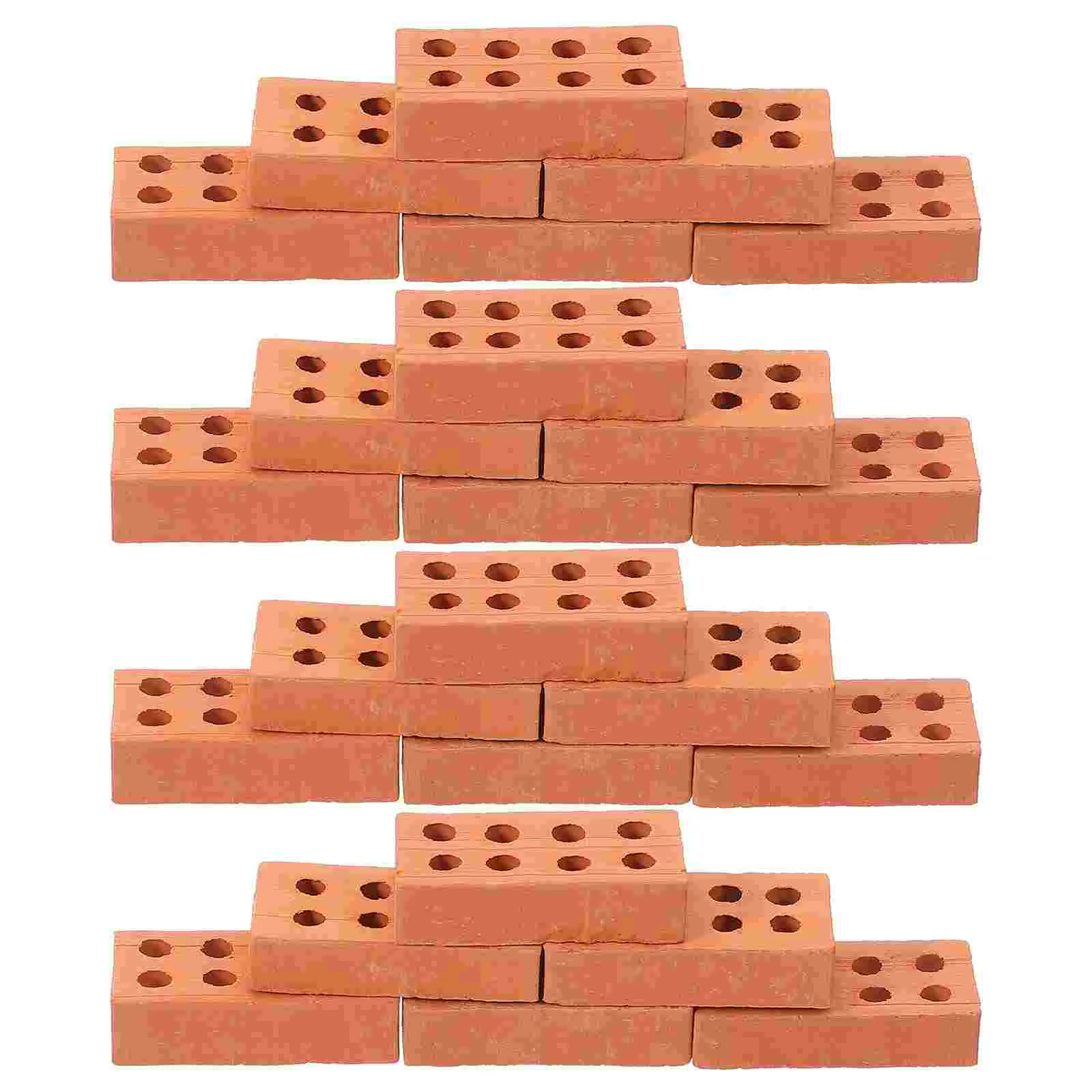 50pcs Miniature Bricks Building Holes Brown Landscape Decor Child Craft Kit Architecture Toy House Simulation Brick