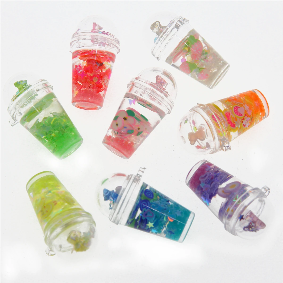 10pcs 37*23*20 Creative new acrylic luminous fruit drink straw cup diy toy accessories pendant hanging accessories