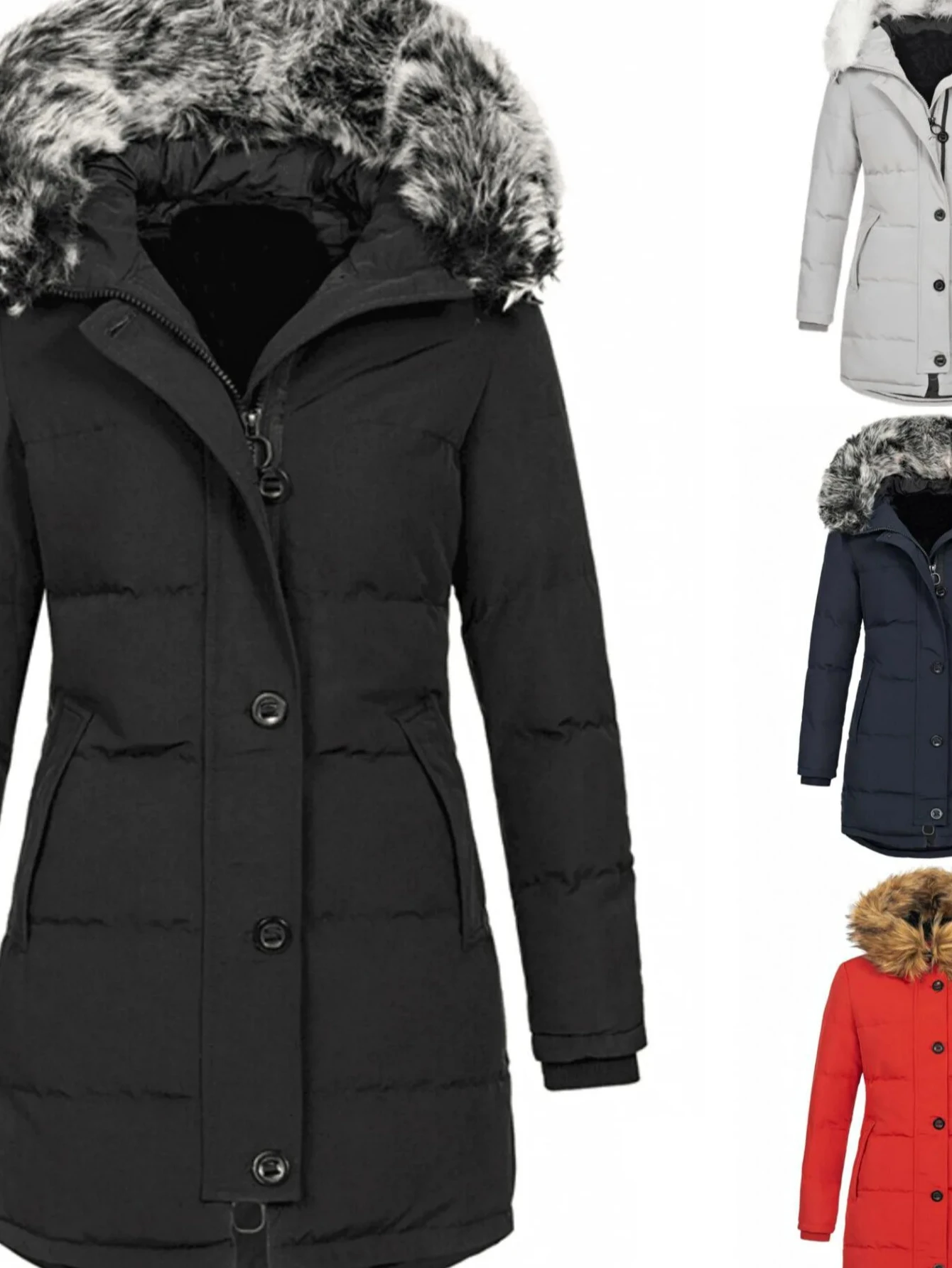 خريف شتاء جديد أزياء المرأة بلون بسيط الأساسية ضئيلة الفراء طوق مقنعين مبطن معاطف الملابس النسائية سترات القمم #2