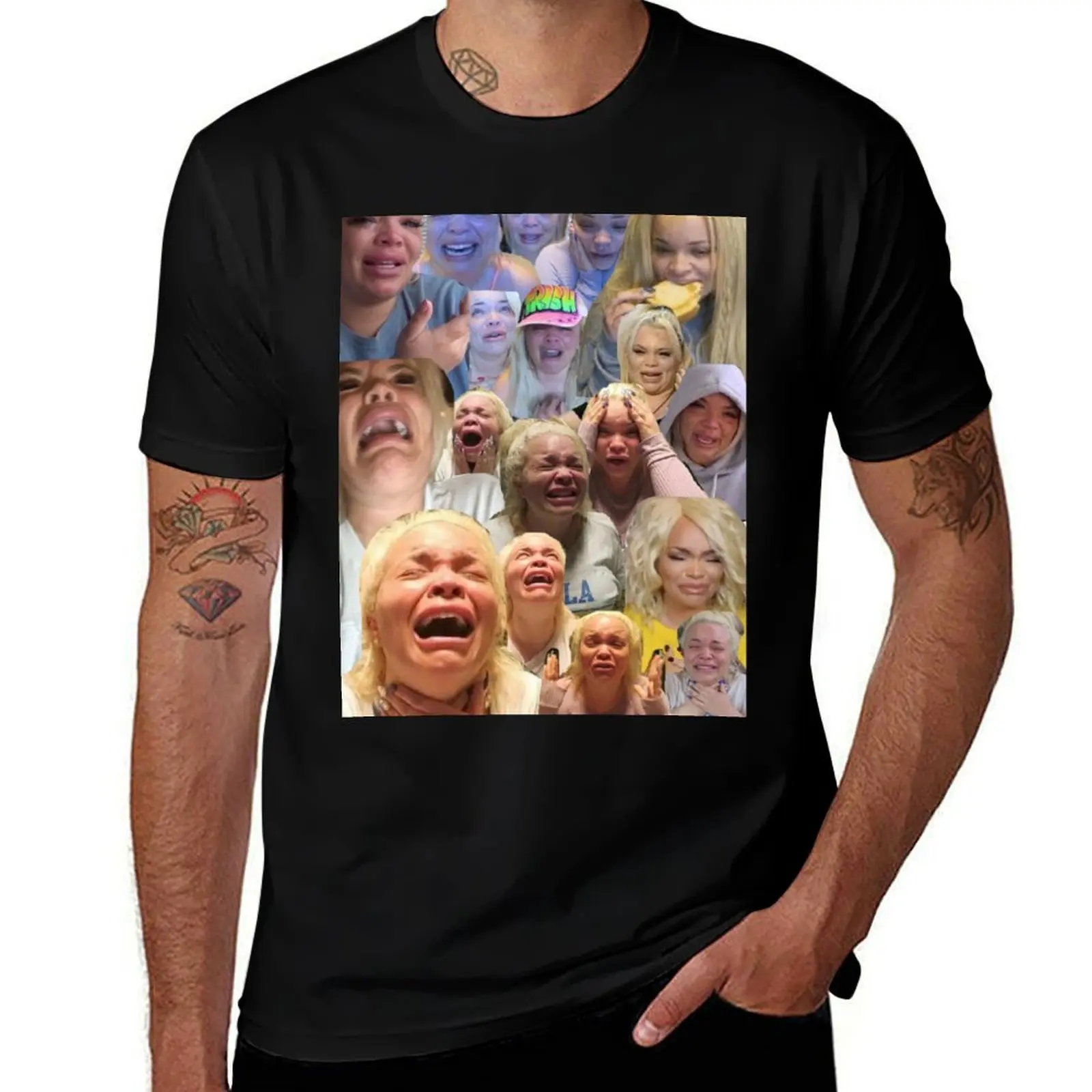 Trisha Pastas crying on her kitchen floor collage T-Shirt Durable Work Wear T-Shirt
