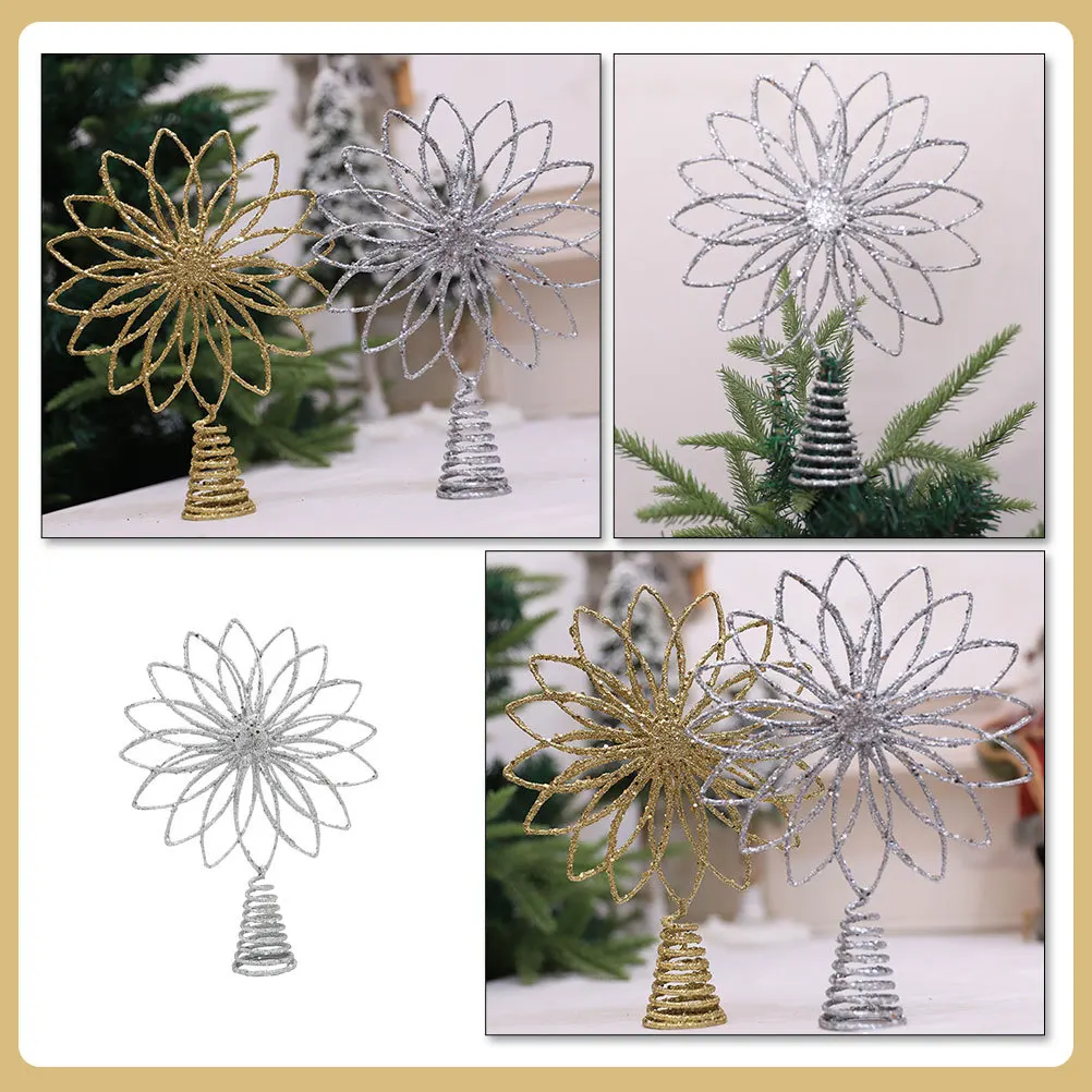 

Stylish Multi-Petals Hollow Star Treetop Ornament Christmas Tree Topper Metal Finish for Holiday Decor Xmas Tree Topper