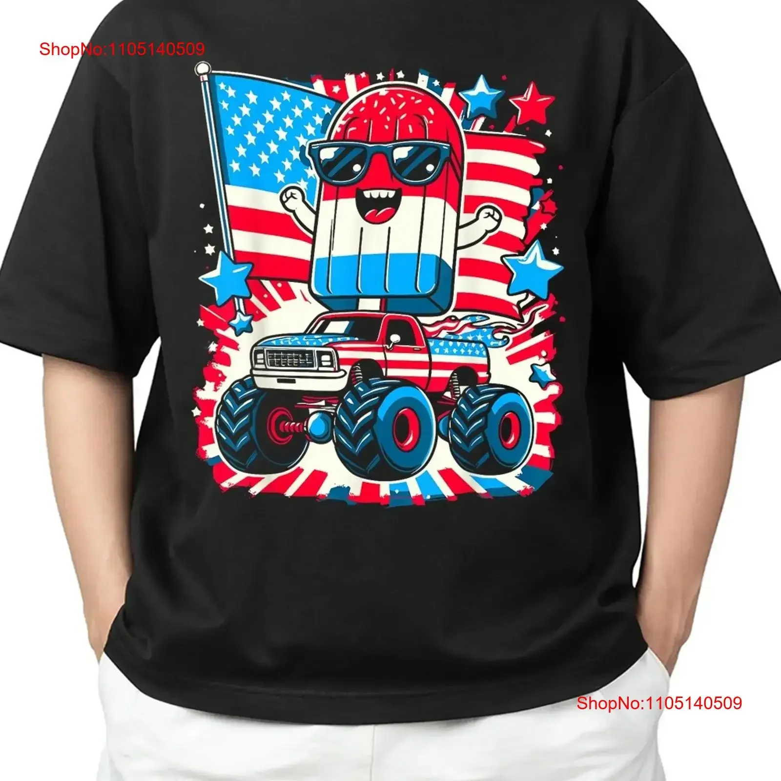 

American Flag USA Monster Funny Popsicle Truck T Shirt Mood S 4XL vintage Washed Unisex Stretched Soft Slightly Stylish