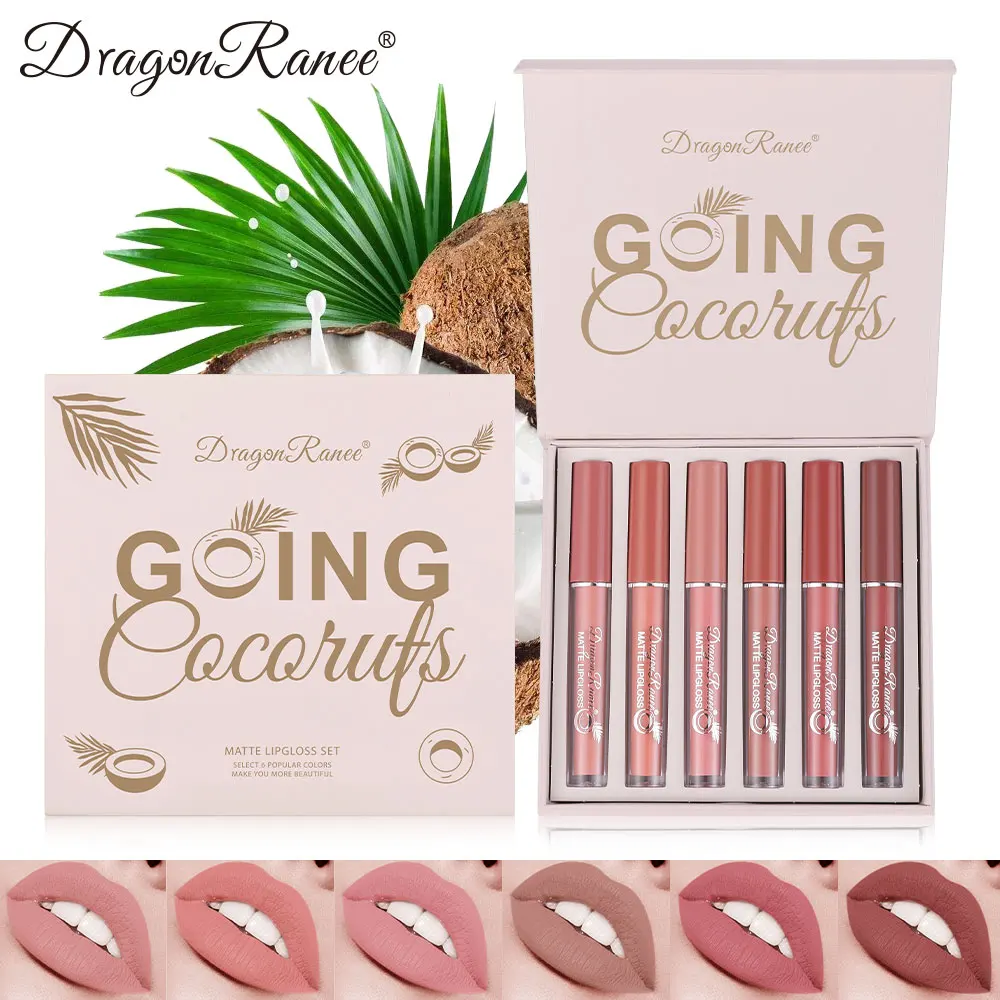 Set of Six Lip Glosses, Matte Matte Lip Glosses, Waterproof, Non-Fading, Non-Stick Lip Glaze, Lipstick, Holiday Gift Lip Gloss Set