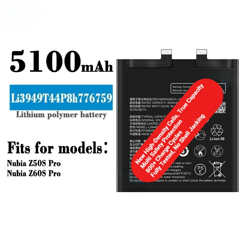 Li3949T44P8h776759 for ZTE Nubia Z50S Pro/Z60S Pro Phone Battery 0 Cycle High Capacity Battery Replacement Bateria  with Tools