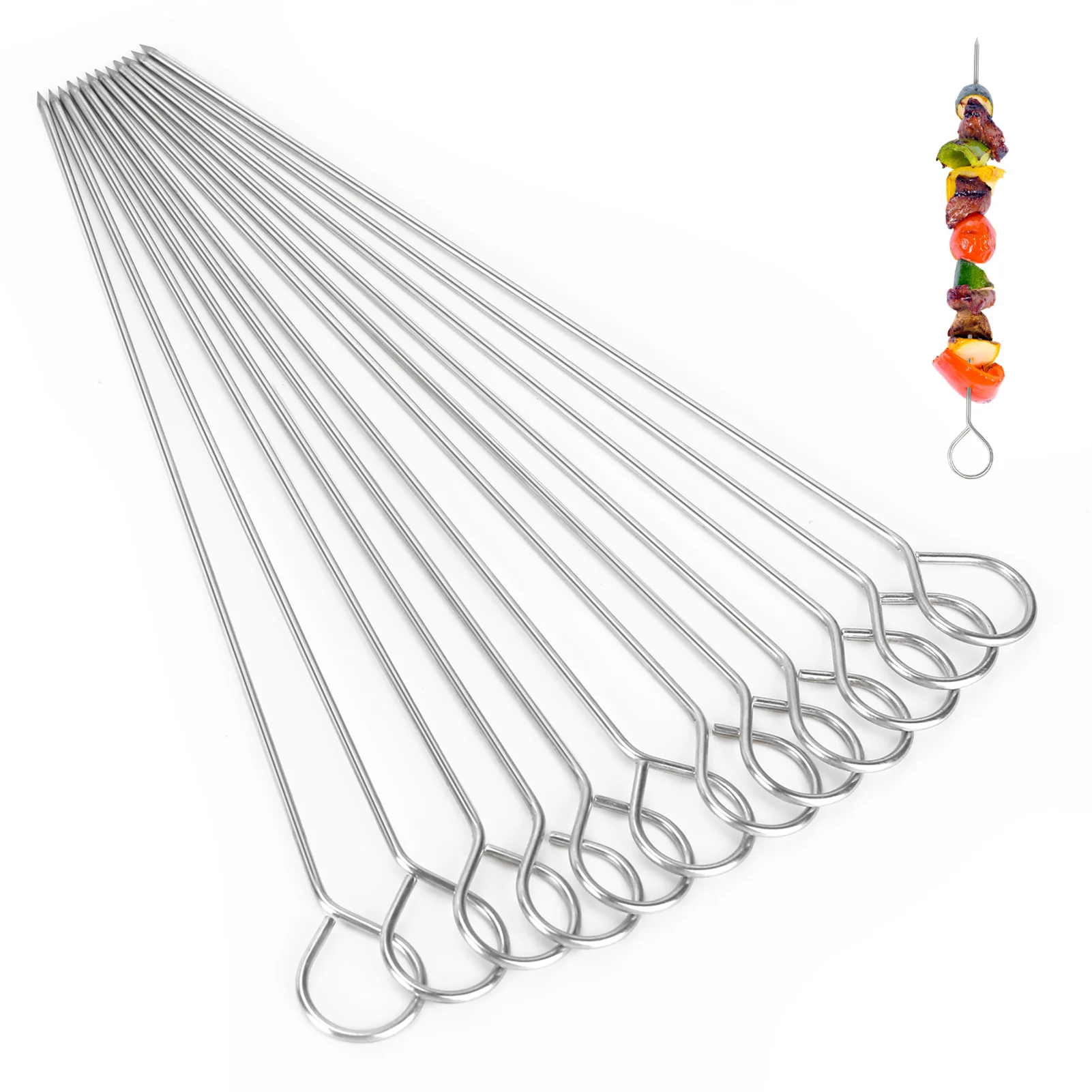 Commerci all'ingrosso BBQ Barbeque Spiedini Ago 20 cm Utensile in metallo Forchetta Spilli Ferro Strumenti da viaggio all'aperto
