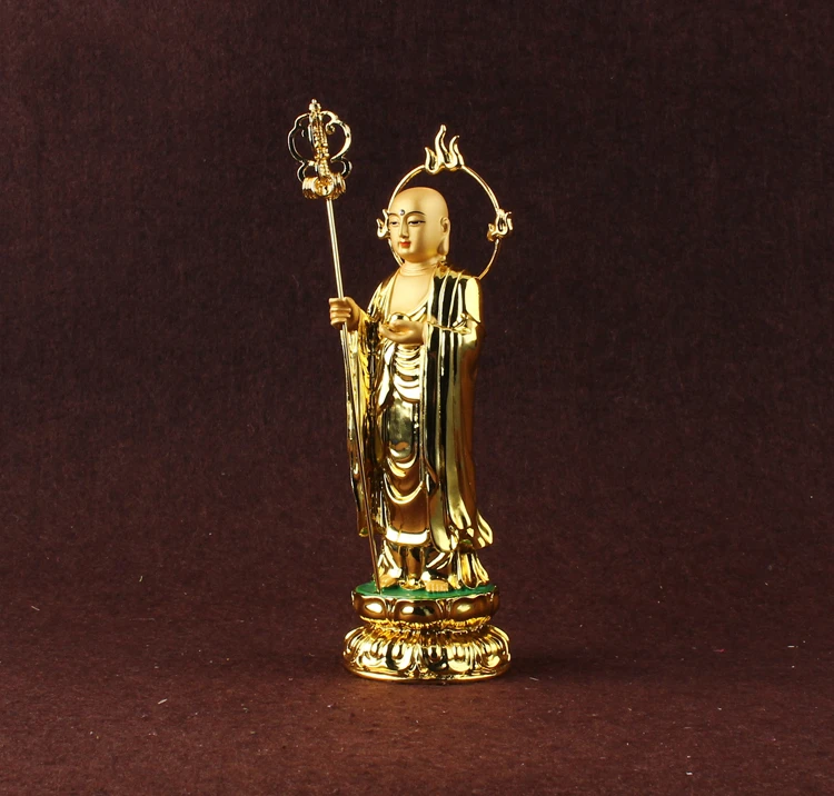 Tibetan king Bodhisattva statue of Nanwu great wish, gold-plated, resin, alloy backlight, standing Tibetan Bodhisattva small Bud