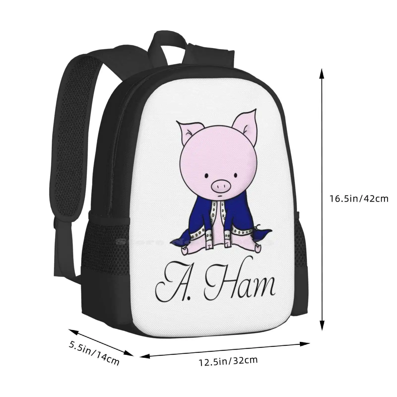 حقيبة ظهر بتصميم مطبوع ثلاثي الأبعاد من ألكسندر هام ألتون حقيبة الطالب خنزير لطيف الحرب الثورية الموسيقية لين مانويل ميراندا التاريخ اقتباس #3