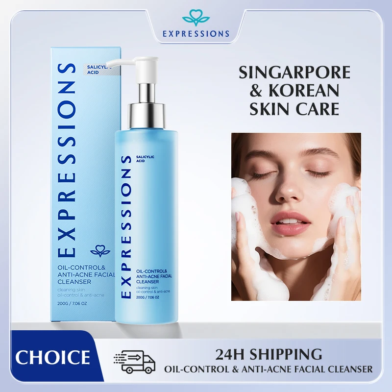 Korean Facial Cleanser – Salicylic Acid + Niacinamide, Blue Lotus & Lotus Extract for Fresh Clean & Oil-Balanced Skin