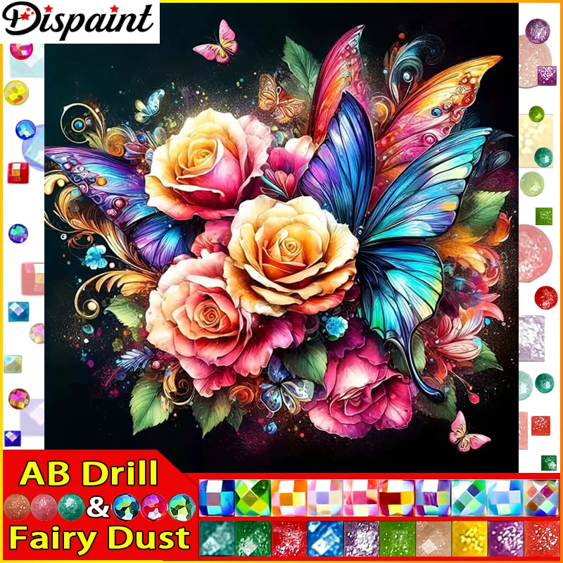

Dispaint Fairy Dust AB квадратная/круглая дрель 5D DIY алмазная живопись "красочные цветы" вышивка крестиком полный горный хрусталь деко