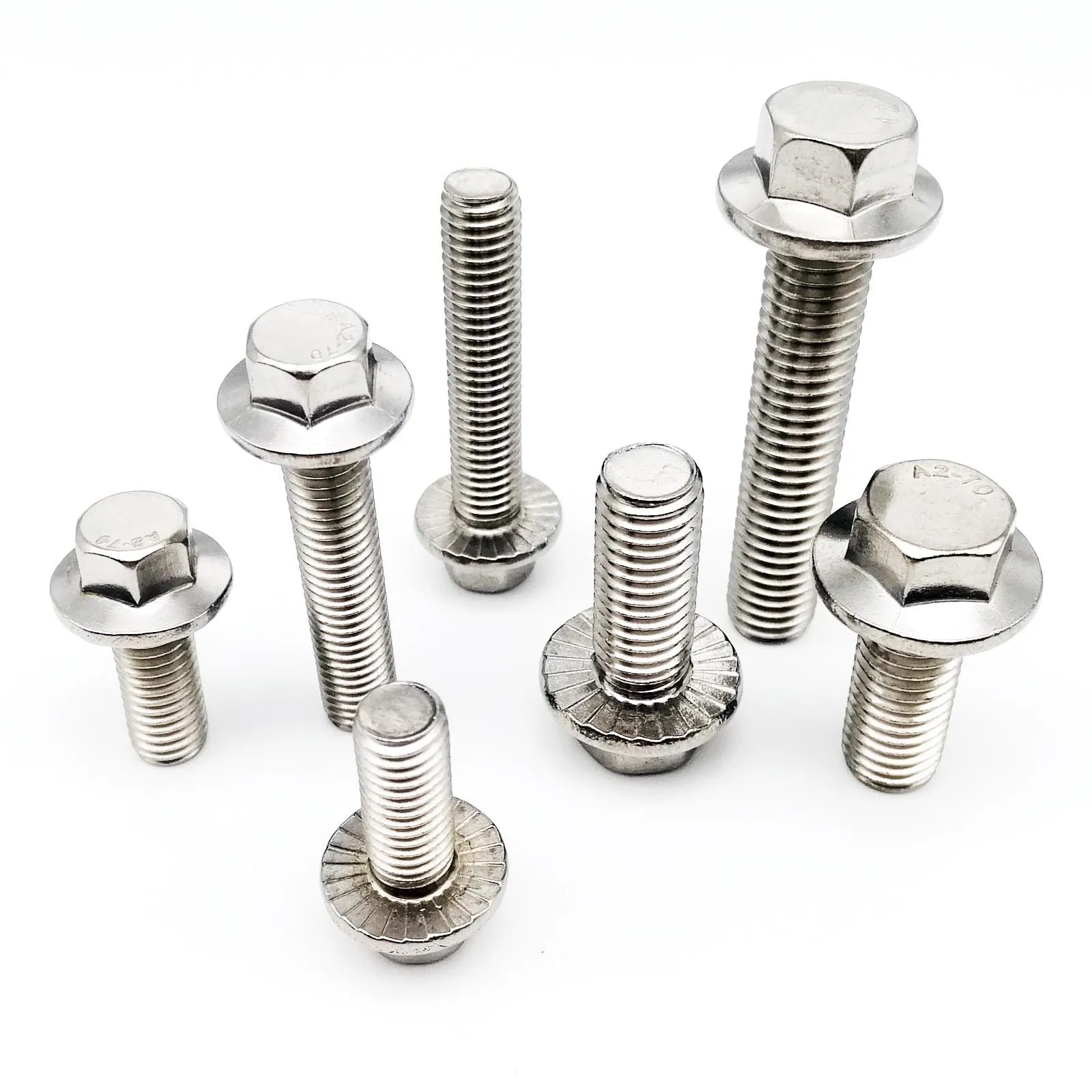 5/10pcs Flange Head Bolt Hexagon Hex Head with Serrated Washer Cap Screw M5 M6 M8 A2-70 304 Stainless Steel GB5787