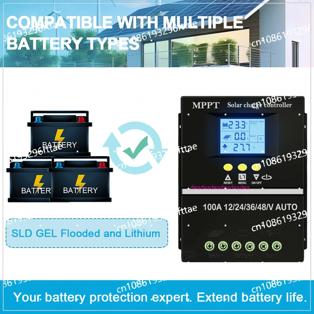 Y&H 60A 80A 100A MPPT Solar Charge Controller 12V 24V 36V 48V  Solar Panel Battery Intelligent Regulator for Lead-acid/Lithium