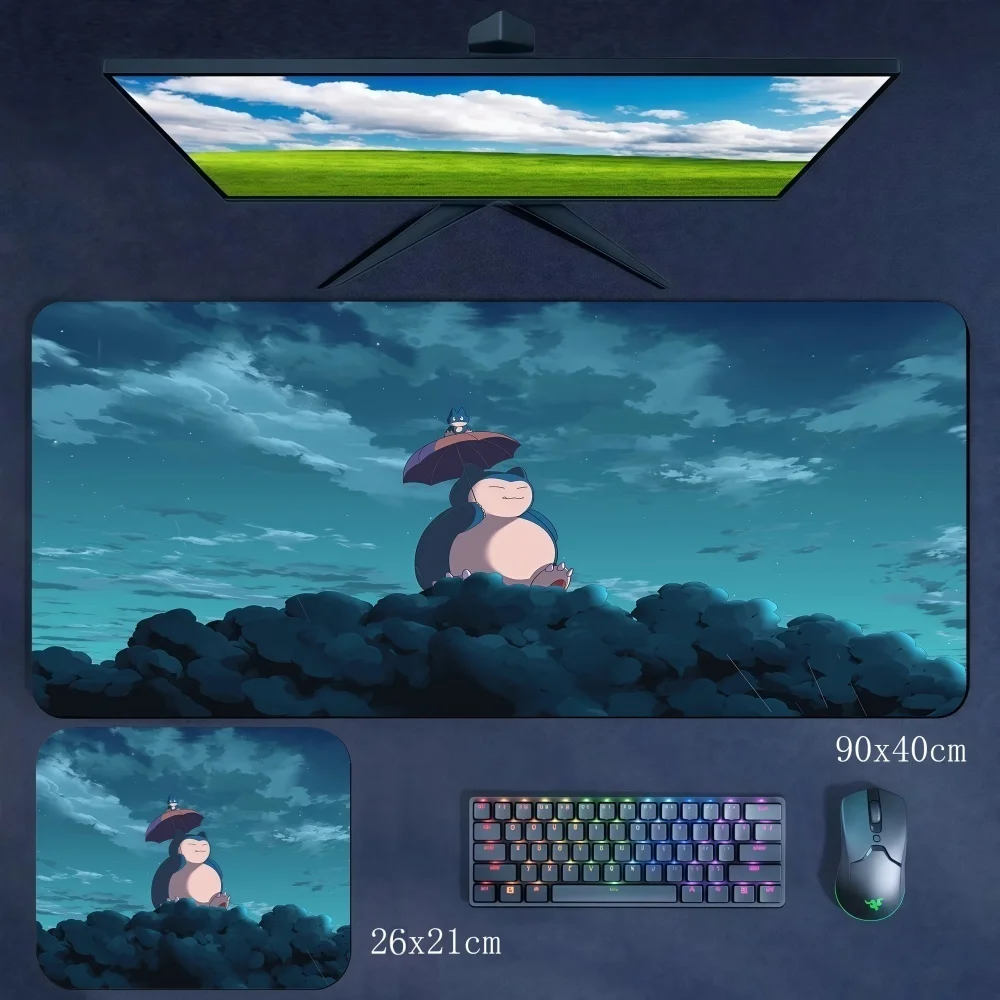 New Boys Gaming Office Rubber Mouse Mat Anime Pokémon Snorlax Bulbasaur Frog Seed Large Size Writing Desk Mat Gaming Accessories