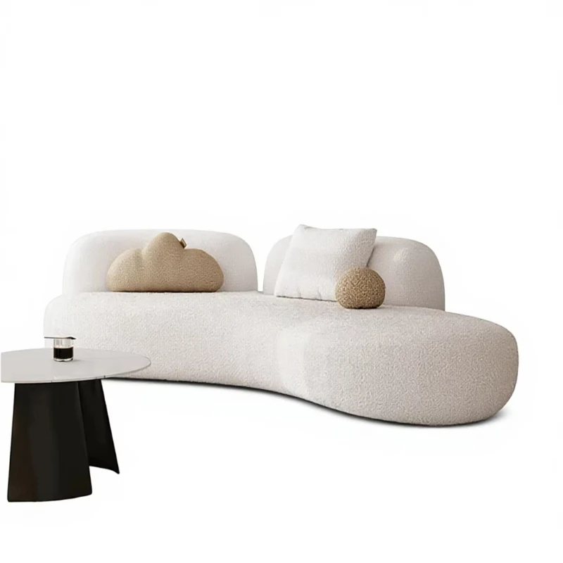 

Modern minimalist style curved designer fabric sofa, suitable for family living room small apartment multi-function