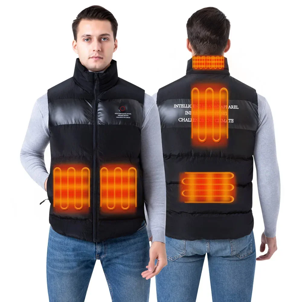 Men Graphene Heated Vest Intelligent Heating Waistcoat Winter Thick Warm Sleeveless Jacket  Zones Outdoor Thermal Cotton Vest