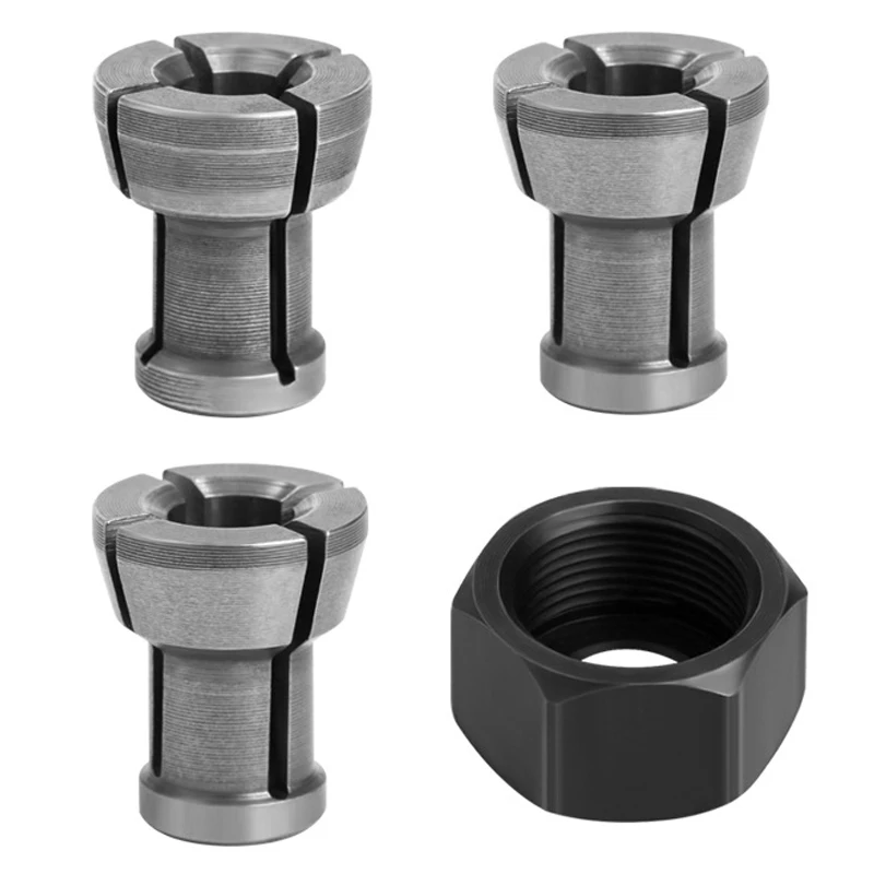 Adaptador de mandril de mandril de mandril M17 de 6/6,35/8mm con tuerca, máquina cortadora de grabado, enrutador eléctrico, piezas de herramientas de carpintería, 2/3/4 Uds.
