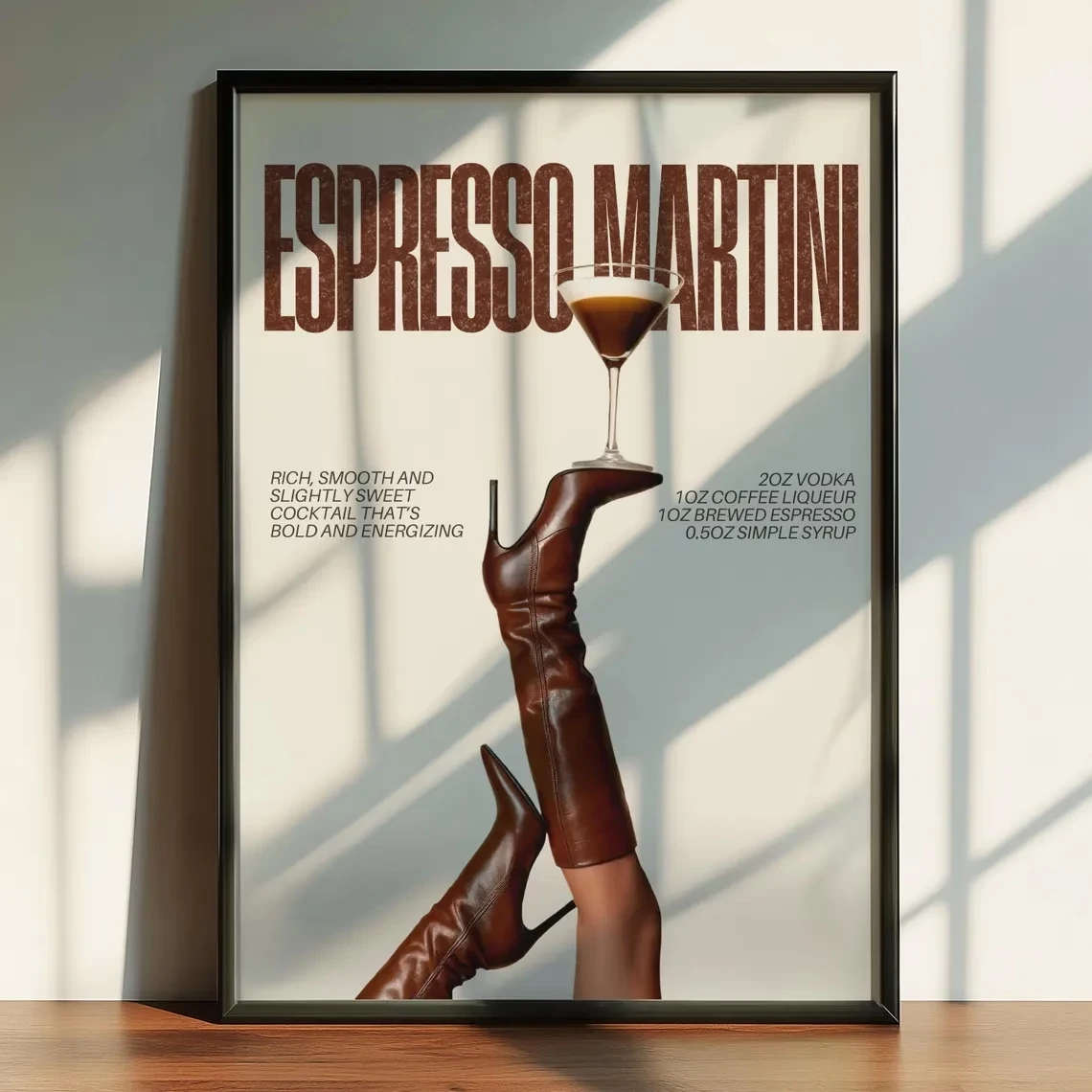 Trendy Fashion Espresso Martini Cocktail Heels Wall Art Print Canvas Painting Poster Picture For Kitchen Bar Cart  Home Decor