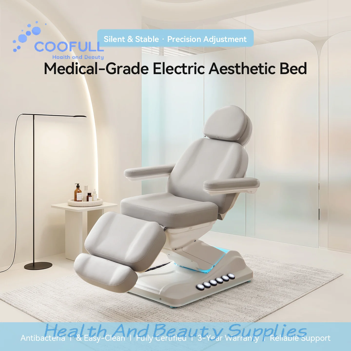 Coofull YINGPAI Electric Medical Aesthetic Bed Luxury Facial Treatment Table Factory Spa Massage Couch with Foot Pedal Control