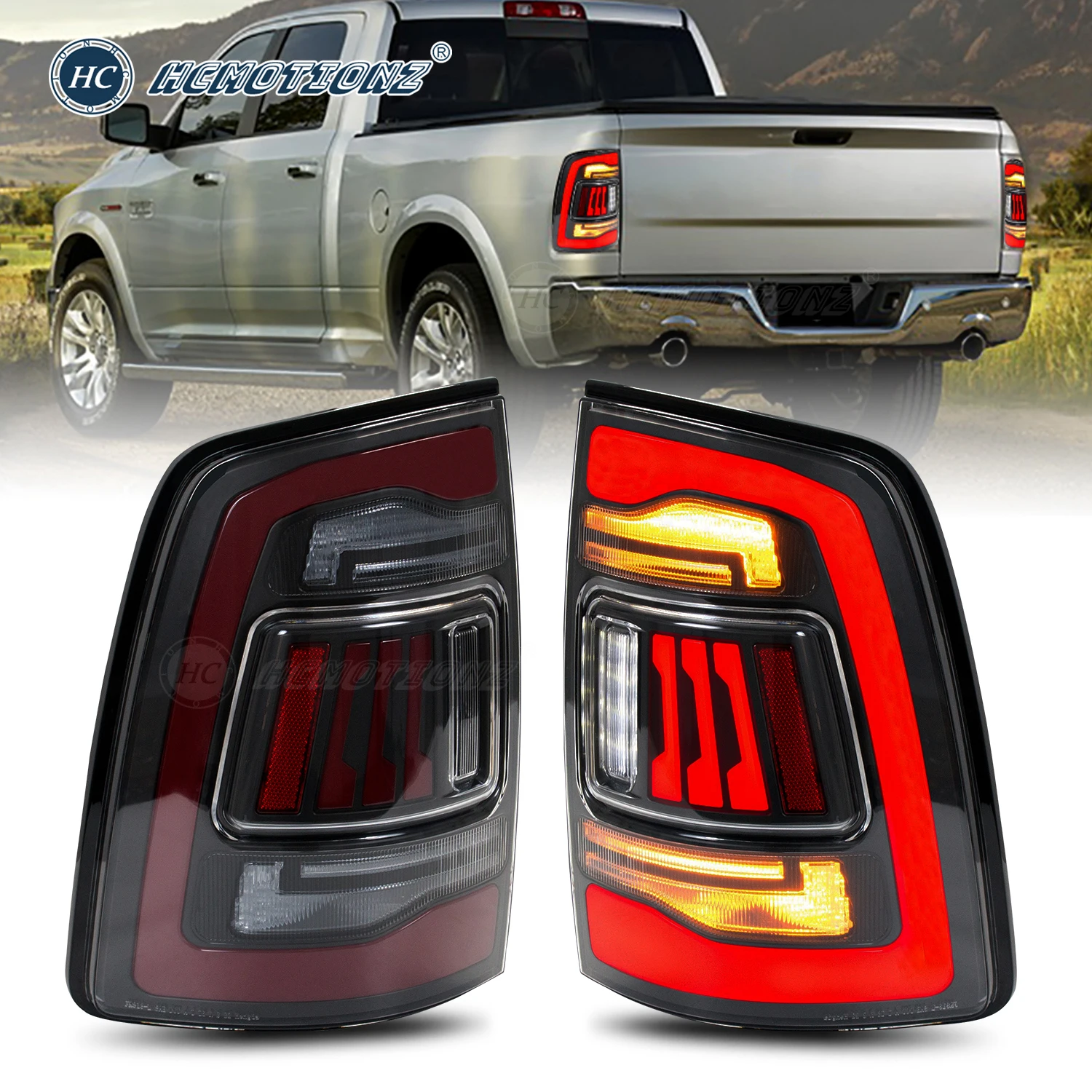 

HCMOTIONZ Tail Lights for Dodge RAM 2009-2018 Sequential DRL LED Back Rear Lamps Assembly RAM1500 RAM2500