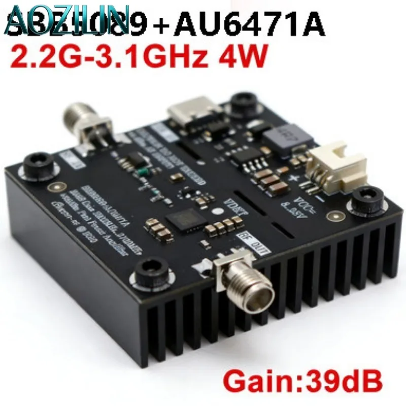 AOZILIN4W RF Power Amplifier 2.4GHz 2300-2700MHz Gain 39dB AU6471A Module FPV Drone WiFi Booster Long Range Transmit RF PA Board