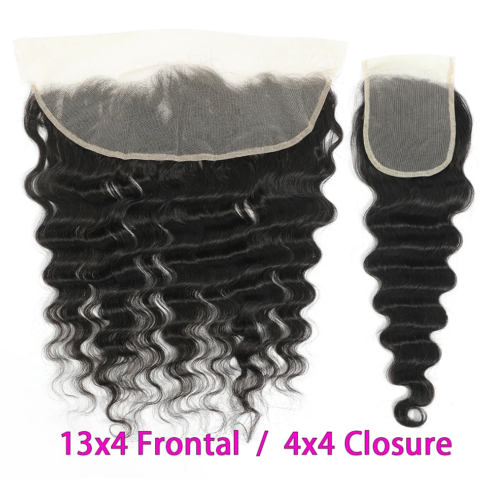 13x4 Loose Deep Wave HD Transparent Lace Frontal Only Brasilianisches Echthaar 4x4 Lace Closure Vorgezupfte Natürliche Haarlinie