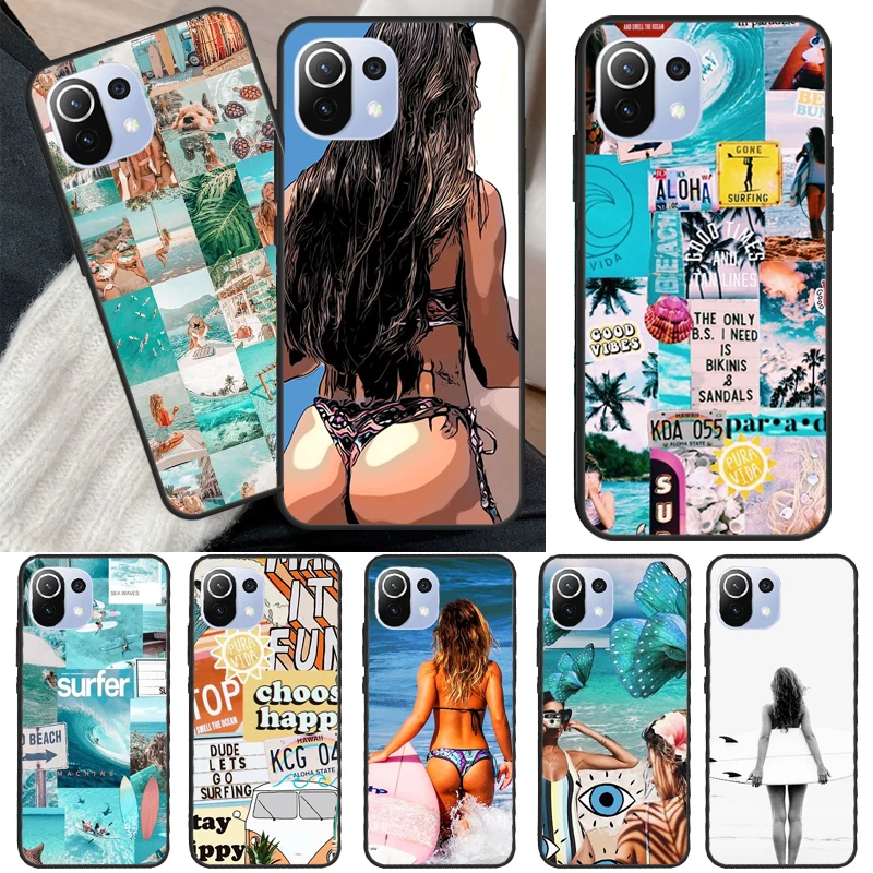 Surf Beachy Blue Summer Collage Case For POCO X5 X3 X4 F5 Pro F3 F4 GT C40 M5s Phone Cover For Xiaomi 13 11T 12T Pro 12 Lite