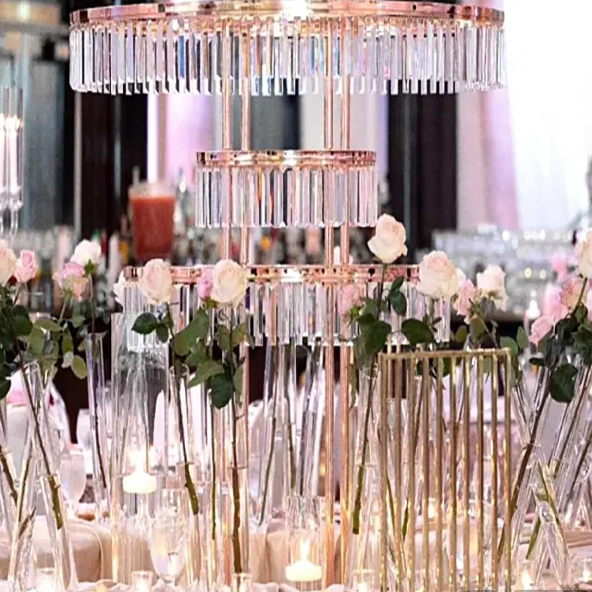 6pcs)Wholesale Luxury Acrylic Crystal Wedding Decoration Table Centerpieces for Wedding decoration