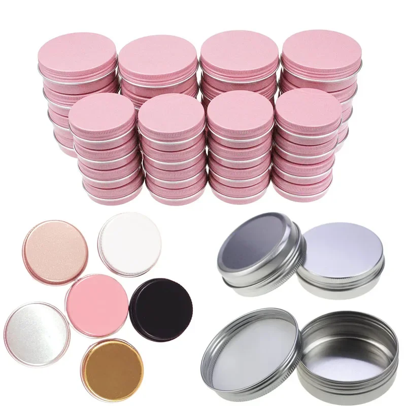 100 Stuks 5/10/15/20/30/50/60G Gekleurde Aluminium Blikjes Kaars Pot Met Deksels Cosmetische Metalen Blikken Doos Voor Lippenbalsem Crème Thee Containers