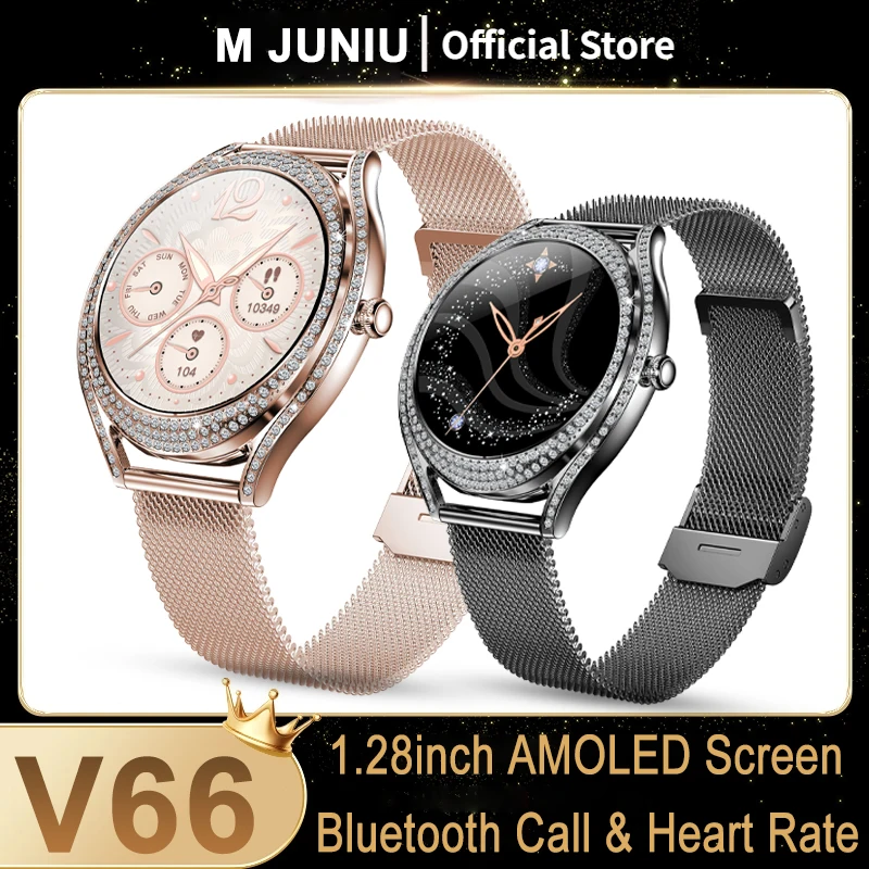 V66 Smart Wacth 1.28inch Amoled Screen Bluetooth Call Heart Rate Blood Pressure Oxygen IP67 Waterproof Smartwatch for Andoid IOS