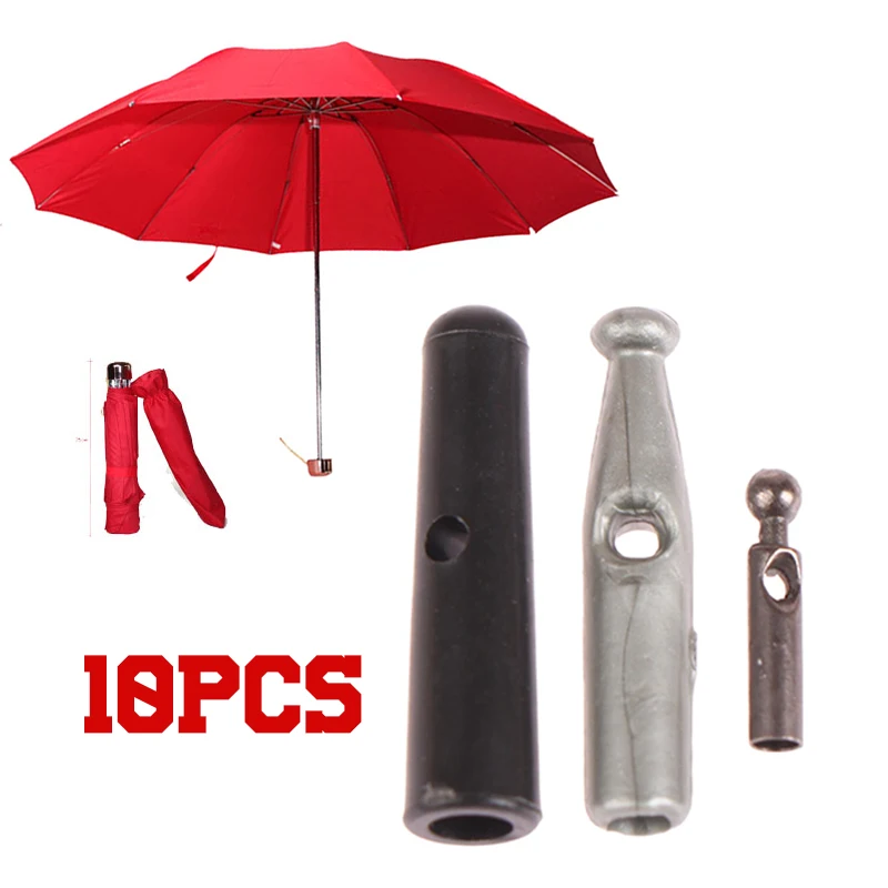 10pcs Rain Bead Folding Umbrella Bones Cover Plastic/Metal Parts Components Metal Umbrella Tail Beads Umbrella Repair Tool