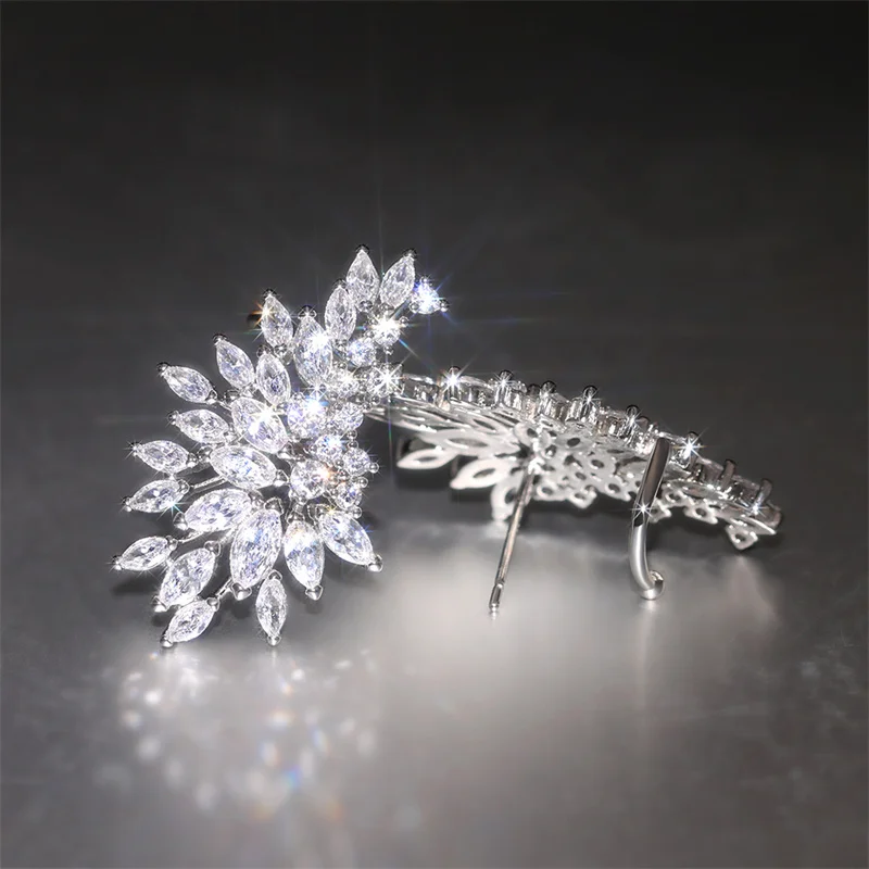 Huitan Gorgeous Women's Stud Earrings Full with Dazzling CZ Stone Sparkling Ear Piercing Earrings Party Jewelry Drop Shipping image 6