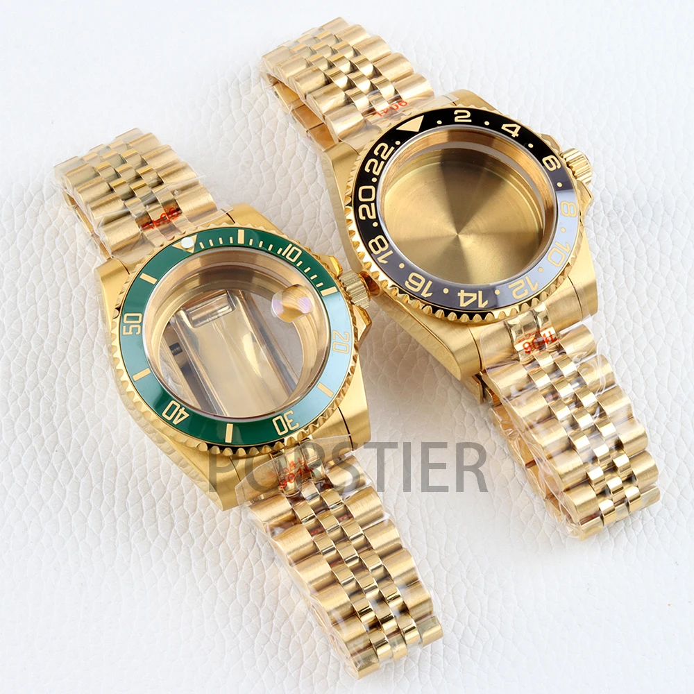 الذهب NH35 ساعة حالة 40 مللي متر الياقوت الزجاج 20 مللي متر اليوبيل سوار ل SUB GMT يخت ماستر NH34 NH35 NH36 NH38 حركة 28.5 مللي متر الطلب #1