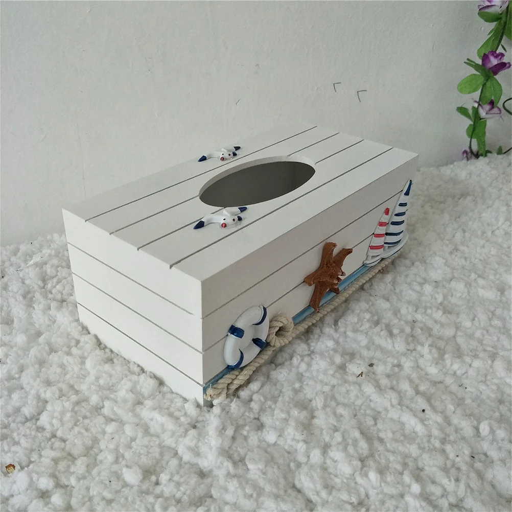 

1Pcs Mediterranean Wooden Tissue Box Elegant Storage Container Home Office Decor Mediterranean Tissue Box