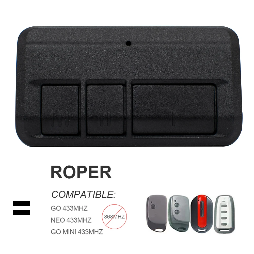 

Universal Garage Door Remote Control 3 in 1 Multifrequency Remote With Clip for ROPER GO NEO MINI 433.92MHz Command