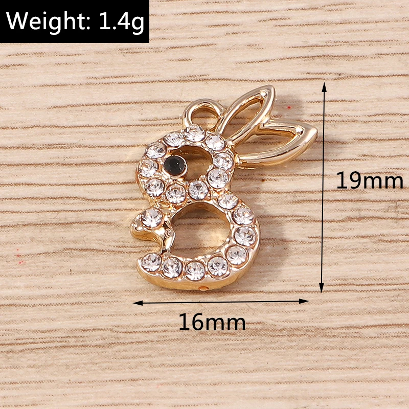 Tusember 10 Stück 17*21mm Niedliche Kristall-Häschen-Anhänger für DIY Handgemachten Schmuck, Armband-, Halsketten- und Ohrring-Zubehör – Detail 10
