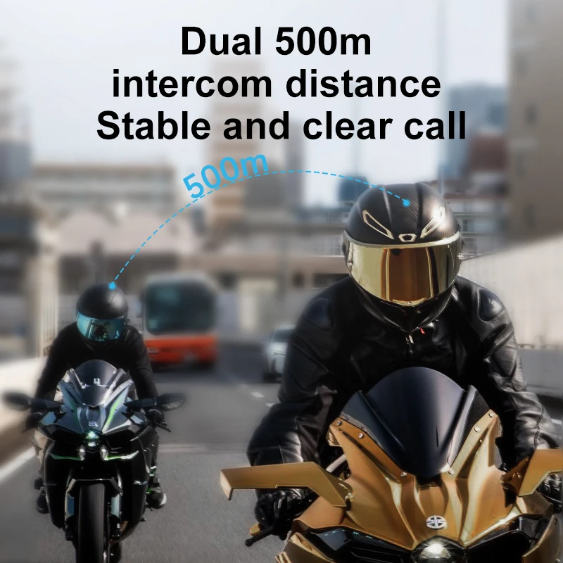 Motorcycle Helmet Bluetooth Headset 2 Person 500m Intercom Noise Reduction AI Voice Long Battery Life Light Riding Headset​