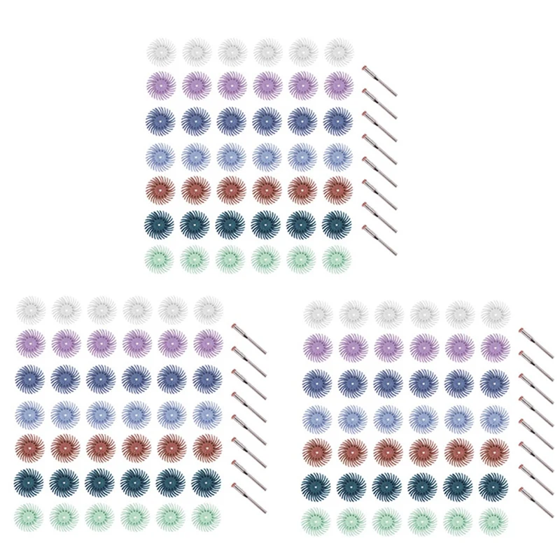 

150Pcs 1 Inch Radial Bristle Disc Kit Abrasive Brush 3Mm Shank Detail Polishing Wheel For Rotary Tool Accessories