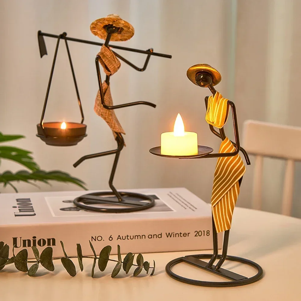 

African girl Candle Holder Metal Candlestick Home Wedding Party easter Decoration Candle Accessory Desktop iron Candlesticks