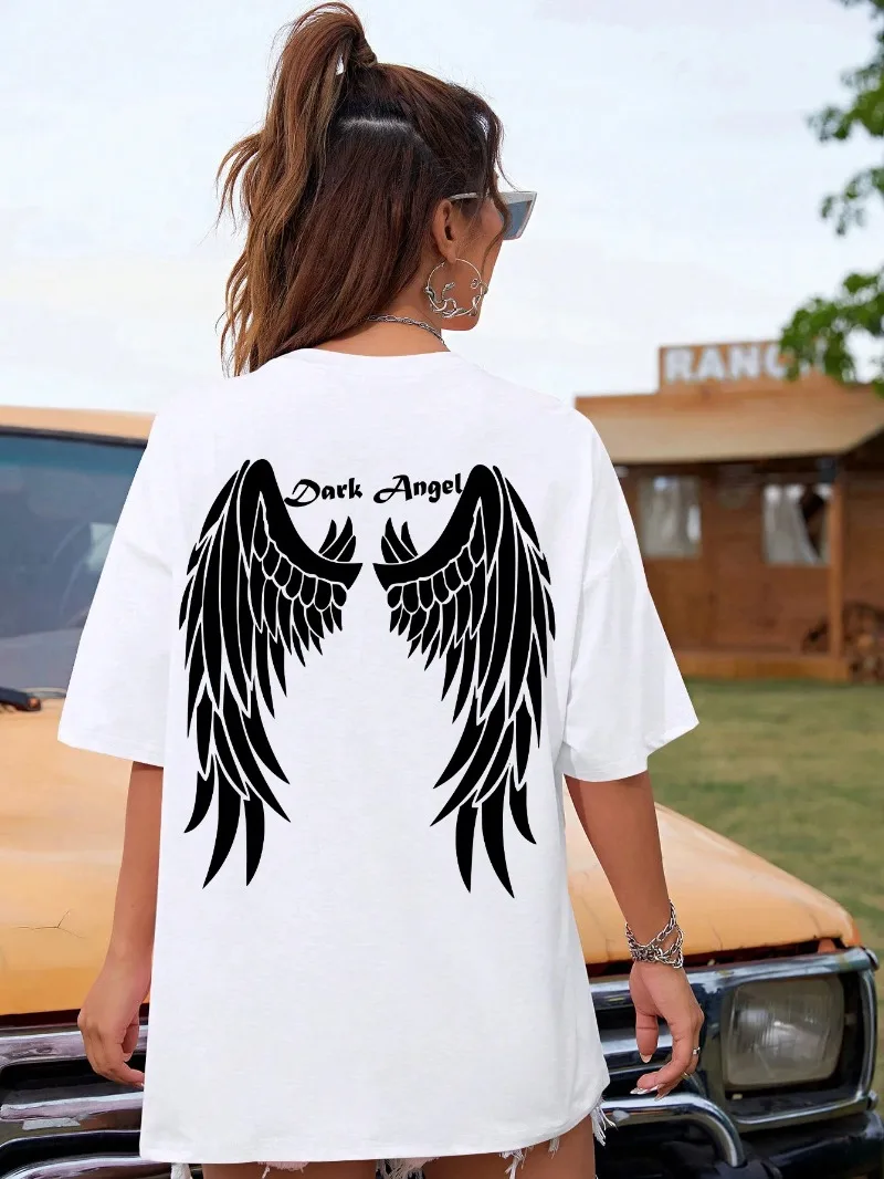 Dark Angel Wing Hot Sale grafisch bedrukte T-shirts voor dameskleding Hip Hop Street T-shirt korte mouwen T-shirt