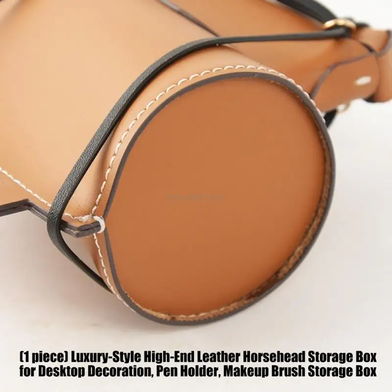  Stylish Leather Horse Pen Stand Multipurpose Desk Makeup Brushes Organiser Box