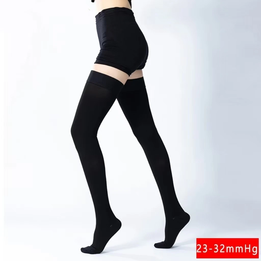 23-32mmHg Above Knee Closed Toe Compression Stockings Silicone Anti-Slip Medical Support for Varicose Veins & Plantar Fasciitis