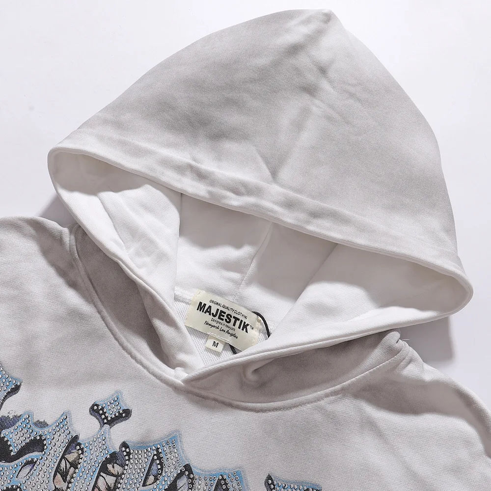Übergroßer Kapuzenpullover für Männer und Frauen, Vintage-Waschung, Totenkopf-Blumen-Grafik, Hoodie, Hip-Hop Urban Streetwear Kleidung – Detail 9