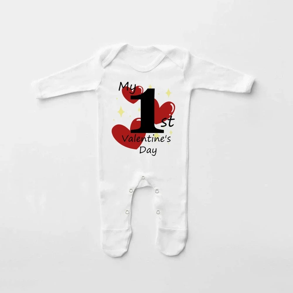 بلدي 1st عيد الحب بيبي بوي فتاة رومبير الزي الوليد الرضع القادمة المنزل الزي الطفل 1st عيد الحب ملابس النوم منامة #5