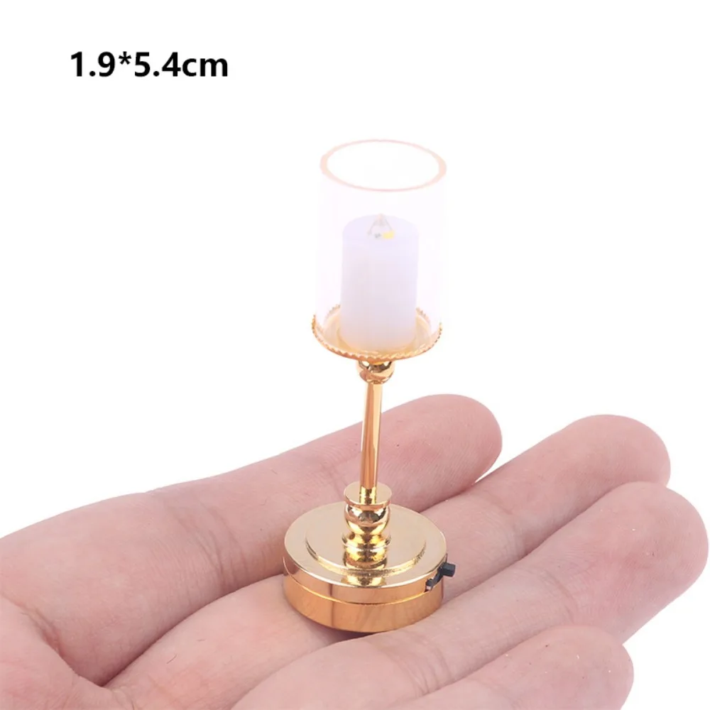 1:12 Dollhouse Colored Glass Lamp Mini 10 Styles Miniature LED Golden Light DIY Ceiling Lamp Chandelier Doll House Accessories