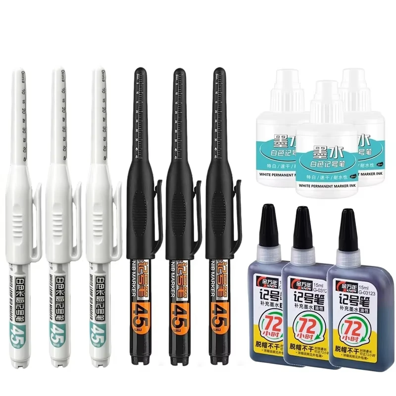 1–40 Stück 45 mm lange Farbmarker mit langer Spitze für tiefe Löcher, wasserfeste Zimmermannstintenstifte für die tägliche Markierung im Büro und für die Holzbearbeitung – Detail 2