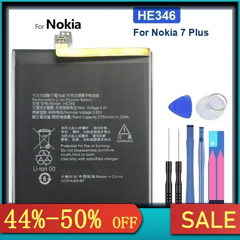 Replacement Battery For Nokia 7 Plus, 7Plus, HE346, 2700Mah